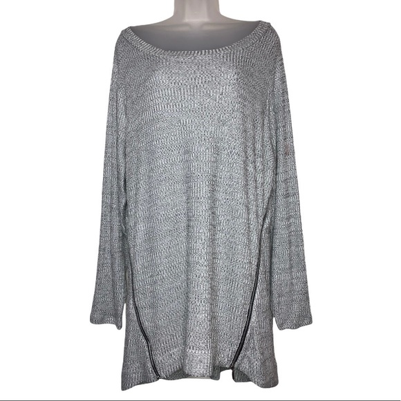 Rachel Roy Long Sleeve Zip Hem Textured High Low Pullover Sweater Top Gray 3X - Picture 7 of 13